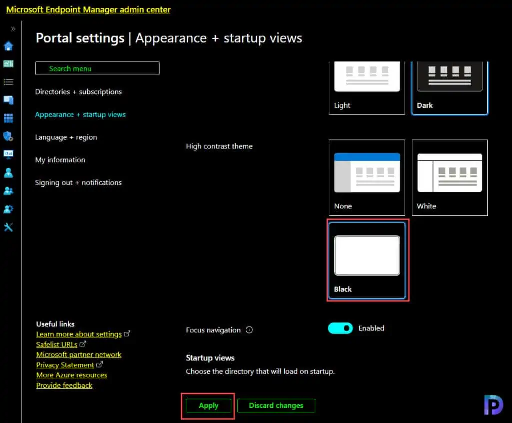 How to Enable Dark Mode for Intune Admin Center 3 Enable High Contrast Theme for Intune Admin Center