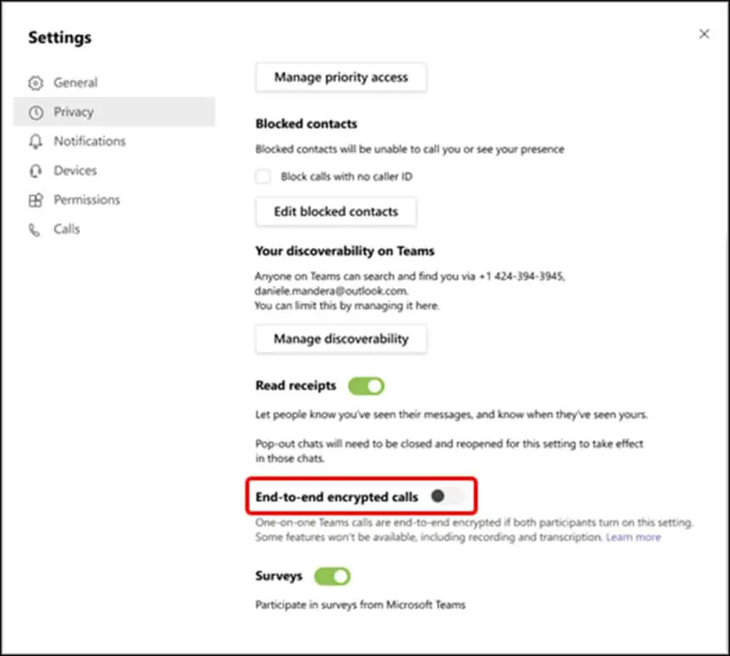 Enable End-to-End Encryption for Microsoft Teams 3 Turn on End-to-end Encrypted Calls option in Microsoft Teams