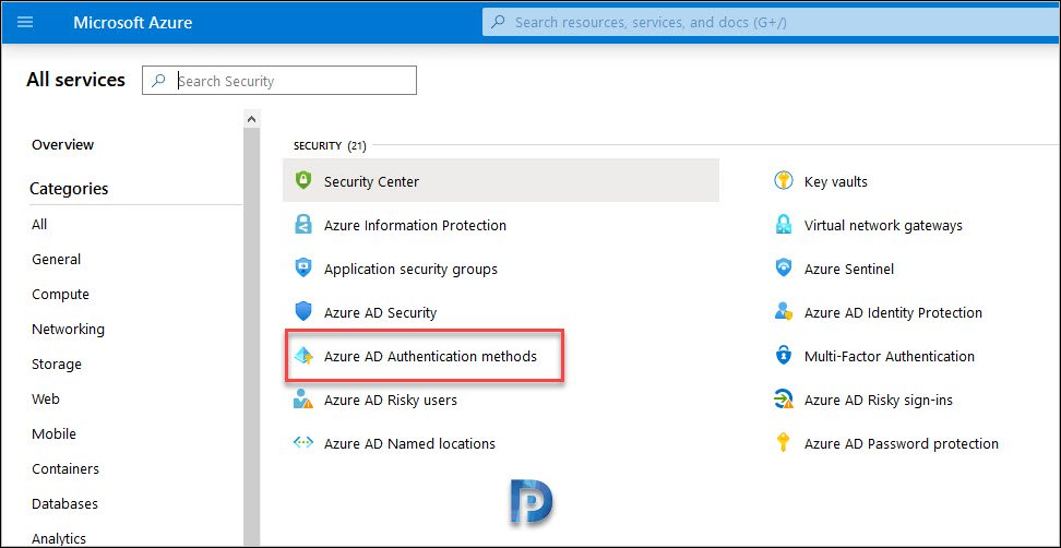 Enable FIDO2 Security Key in Azure Portal 1 Navigate to Azure Active Directory > All Services > Azure AD Authentication methods > Authentication method policy (Preview).