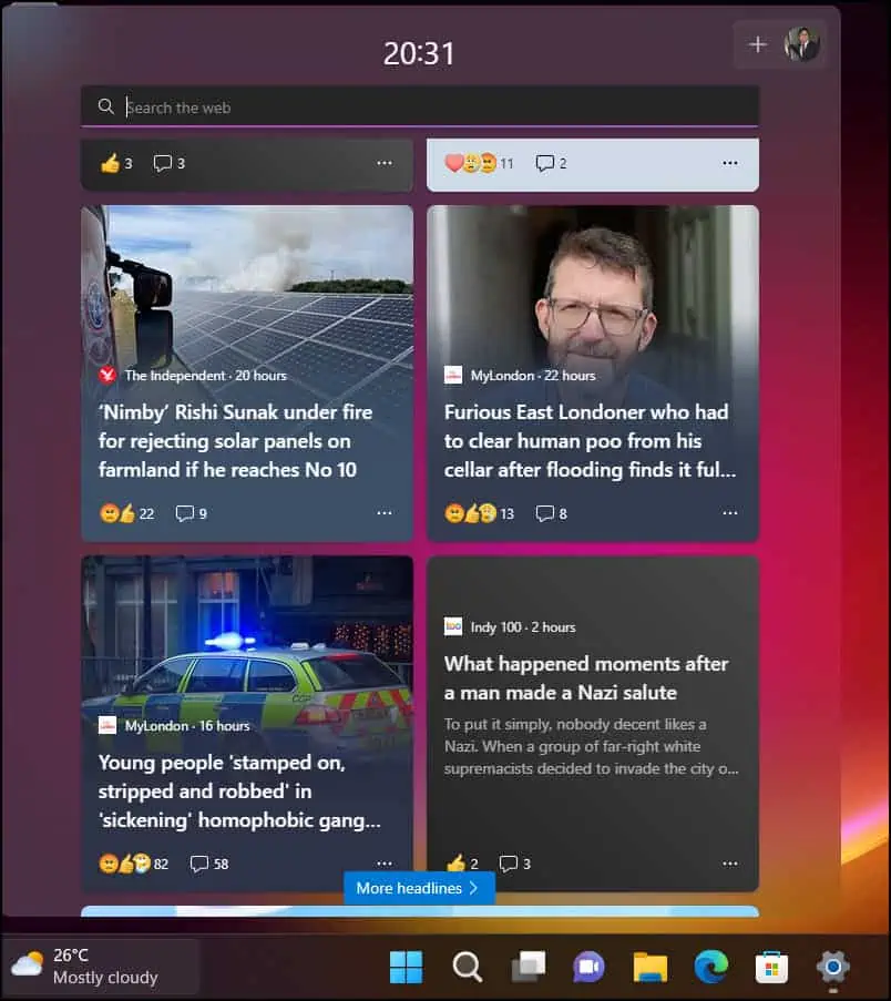 3 Methods to Disable Widgets in Windows 11 | GPO | Registry 1 Weather Widget on Windows 11 Taskbar