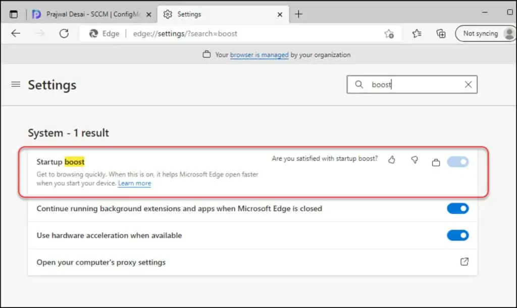 Enable Startup Boost for Microsoft Edge using Intune 10 Startup Boost Feature Enabled in Edge Browser