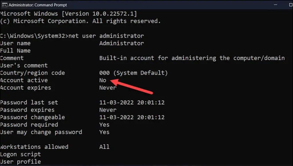 4 Best Ways to Enable Windows 11 Administrator Account 2 Check the Administrator Account Status