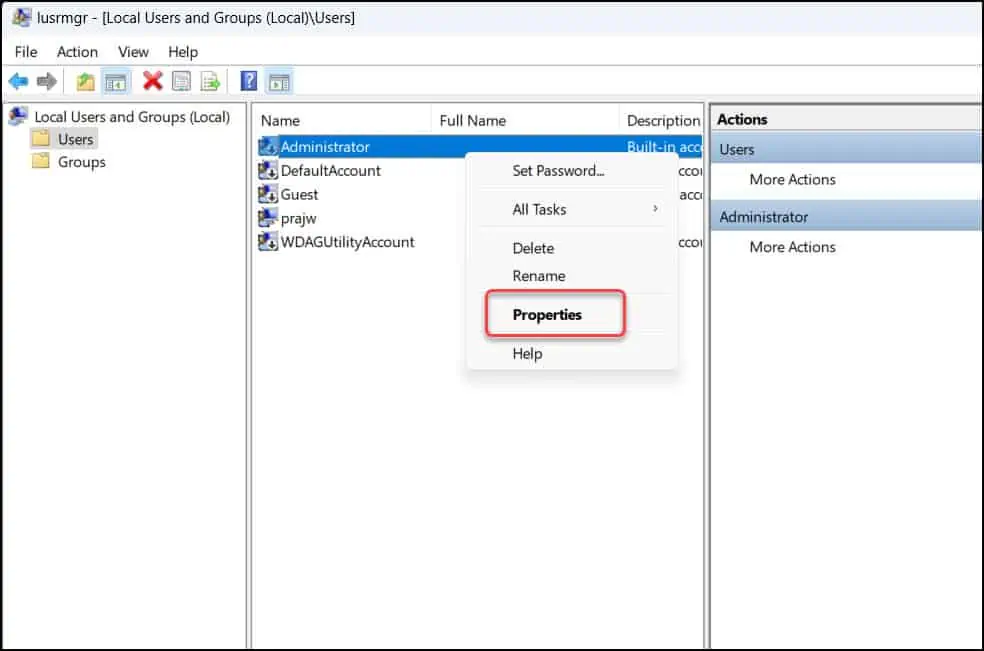 4 Best Ways to Enable Windows 11 Administrator Account 6 Enable administrator account in Windows 11 using Local Users and Groups