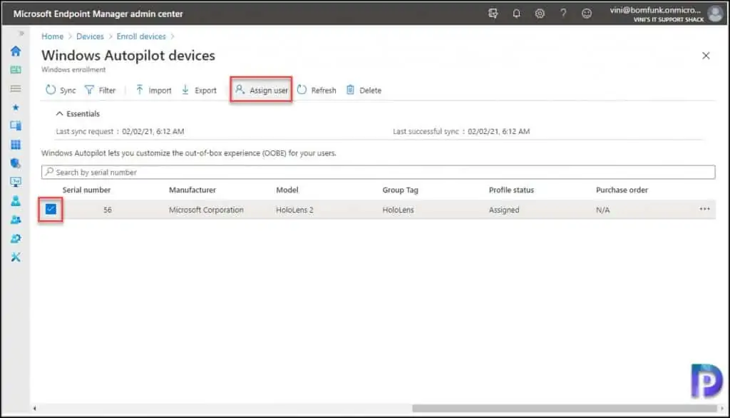 Enroll HoloLens 2 Device for Autopilot Deployment 7 Assign User