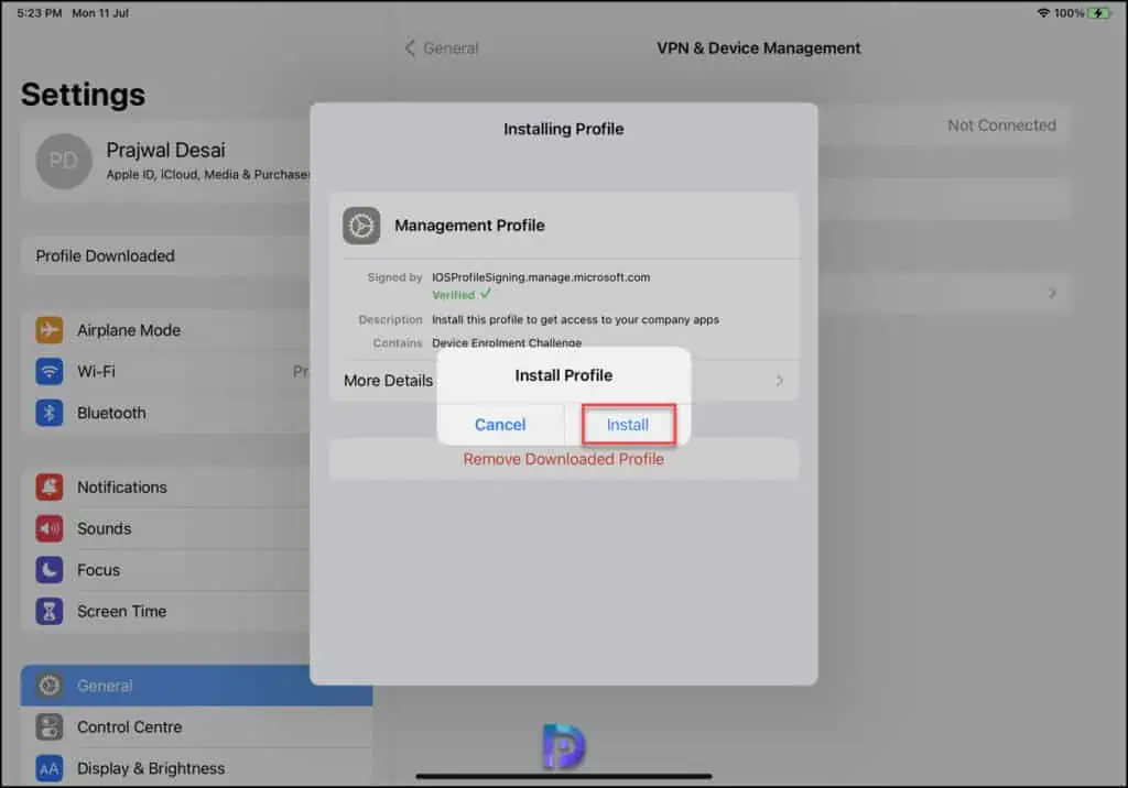 Best Guide to Enroll iOS iPadOS devices in Microsoft Intune 20 Install Management Profile | Enroll iOS iPadOS devices in Microsoft Intune
