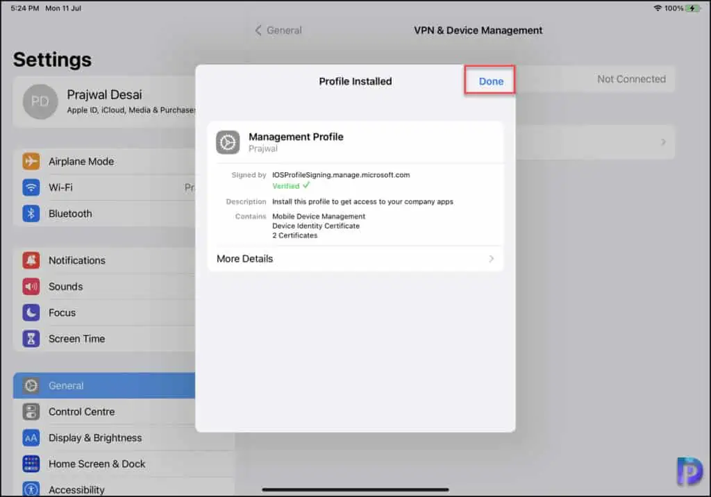 Best Guide to Enroll iOS iPadOS devices in Microsoft Intune 22 Install Management Profile | Enroll iOS devices in Microsoft Intune