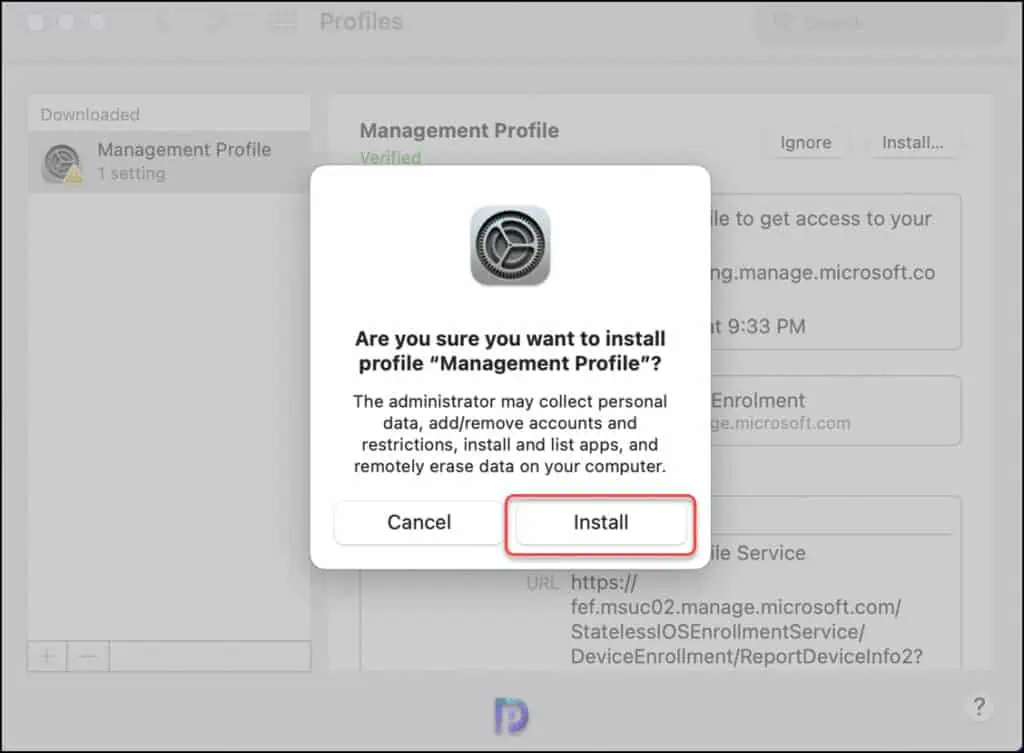 Enroll macOS Devices in Intune using Company Portal App 23 Install Management Profile | Enroll macOS devices in Intune using Company Portal App
