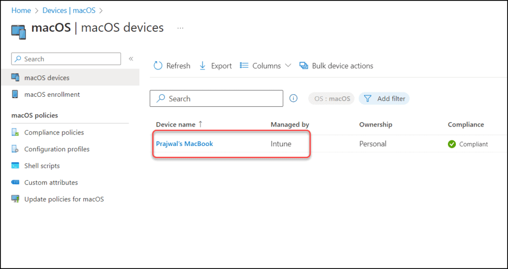 Enroll macOS Devices in Intune using Company Portal App 28 Check macOS Enrollment Status in Intune Portal