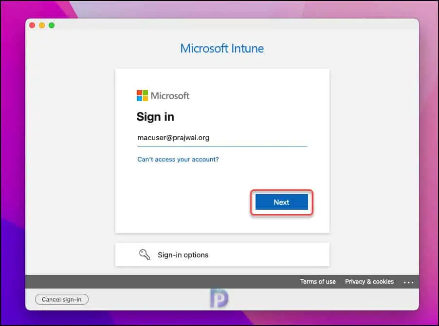 Enroll macOS Devices in Intune using Company Portal App 18 Sign-in to Company Portal App