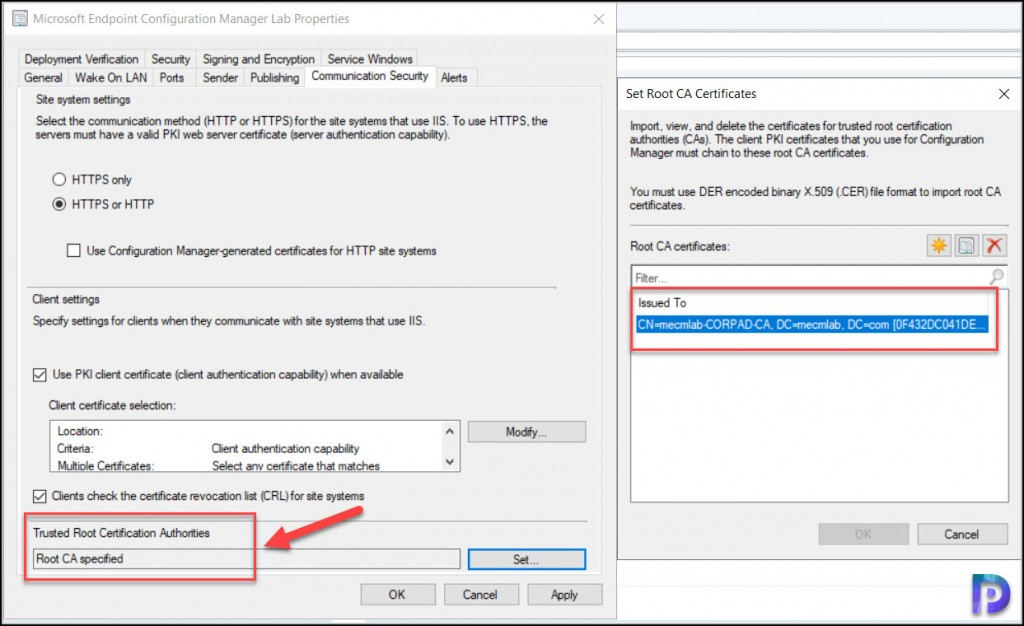 2 Easy Ways to Export Root CA Certificate for ConfigMgr 5 Specify the Root CA Certificate under Trusted Root Certification Authorities