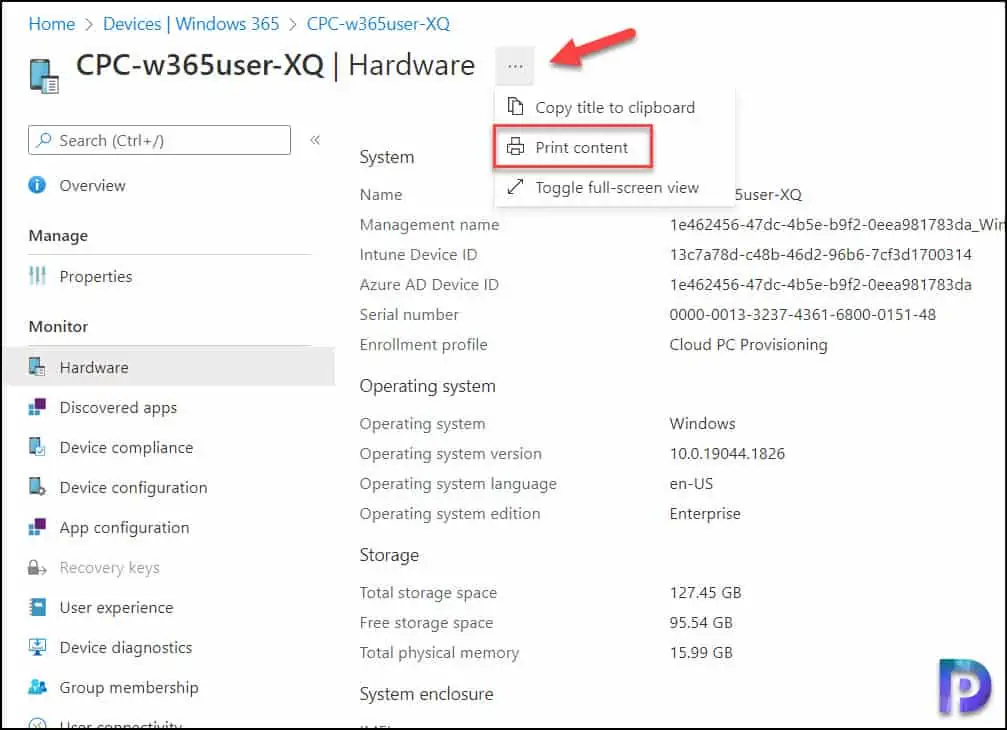 Export Windows 365 Cloud PC Details from Intune Portal 3 Export Hardware Details of Windows 365 Cloud PC