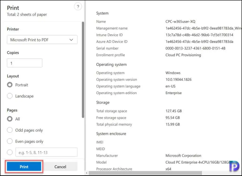 Export Windows 365 Cloud PC Details from Intune Portal 4 Export Hardware Details of Windows 365 Cloud PC