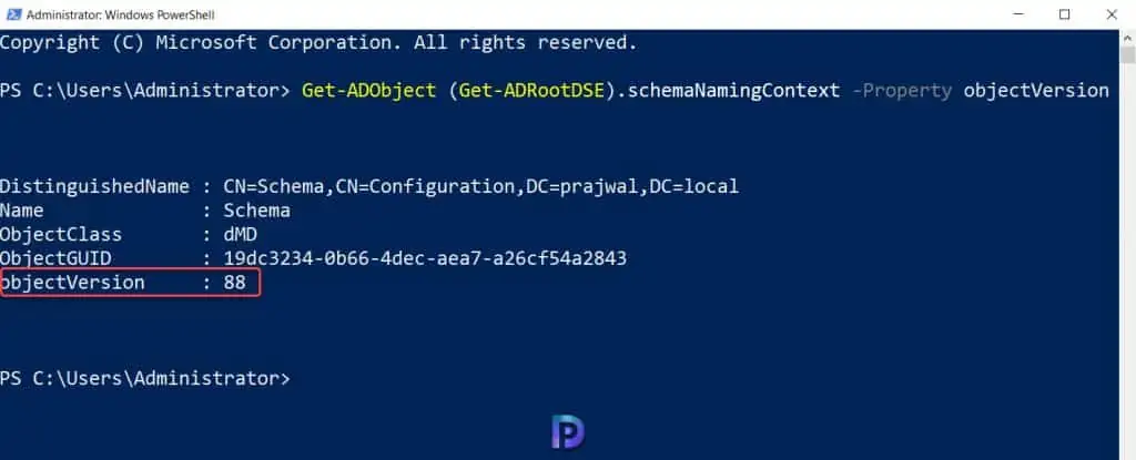 3 Easy Ways to Find Active Directory Schema Version 2 Find AD Schema version using PowerShell