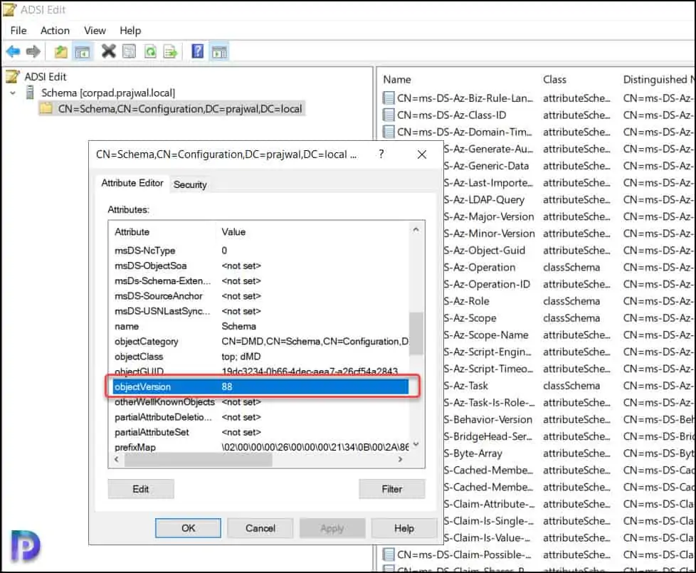 3 Easy Ways to Find Active Directory Schema Version 4 Find AD Schema version from ADSIEdit.msc