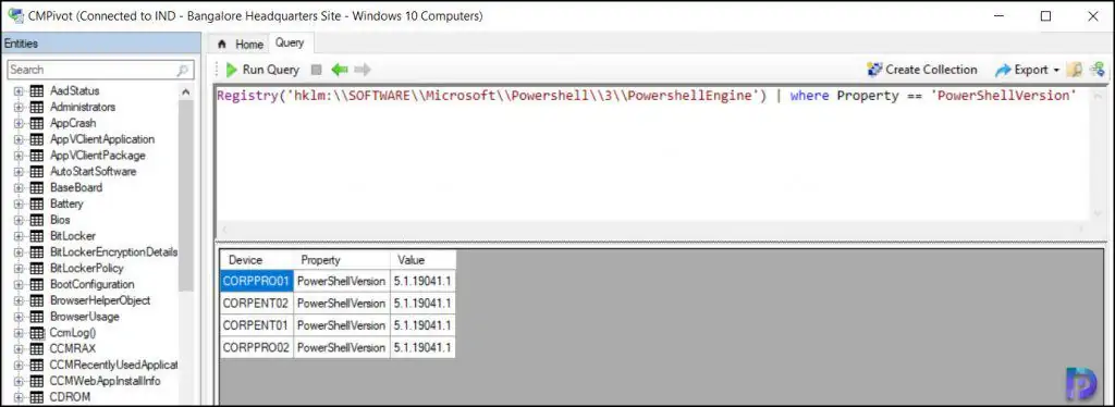 2 Best Ways to Find PowerShell Version using SCCM 4 Find PowerShell Version using SCCM CMPivot Query