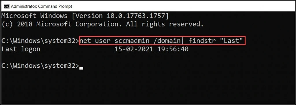 Find User's Last Logon Time using 4 Easy Methods 2 Find User's last logon time using CMD