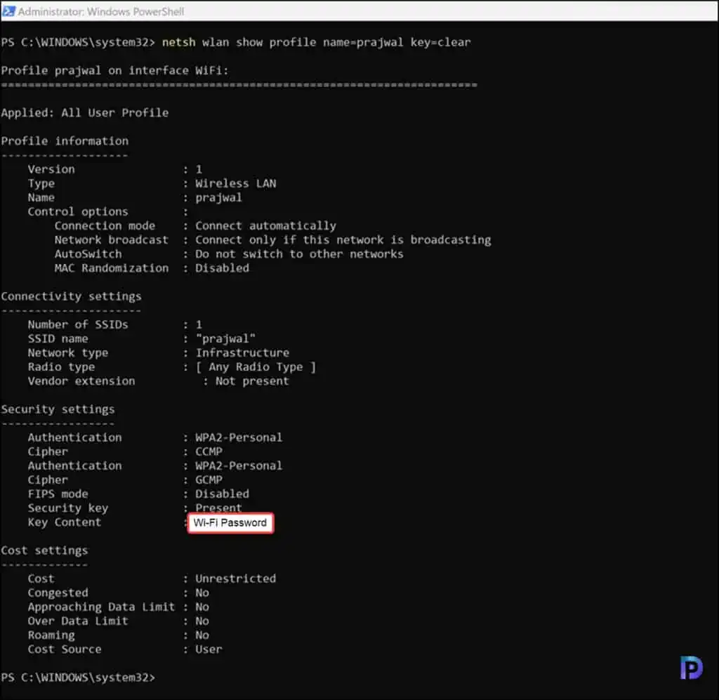 2 Ways to find Wi-Fi password in Windows 11 8 Find Wi-Fi Password in Windows 11 using PowerShell