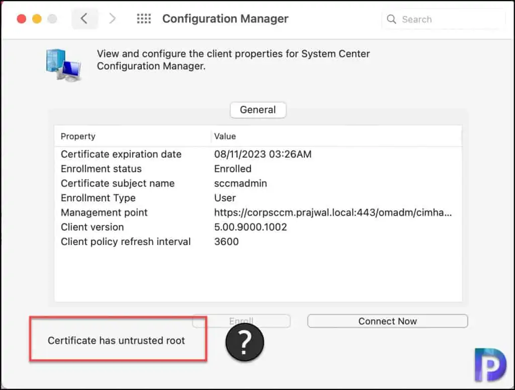 Fix Certificate has Untrusted Root - ConfigMgr Mac Agent 1 Certificate has Untrusted Root