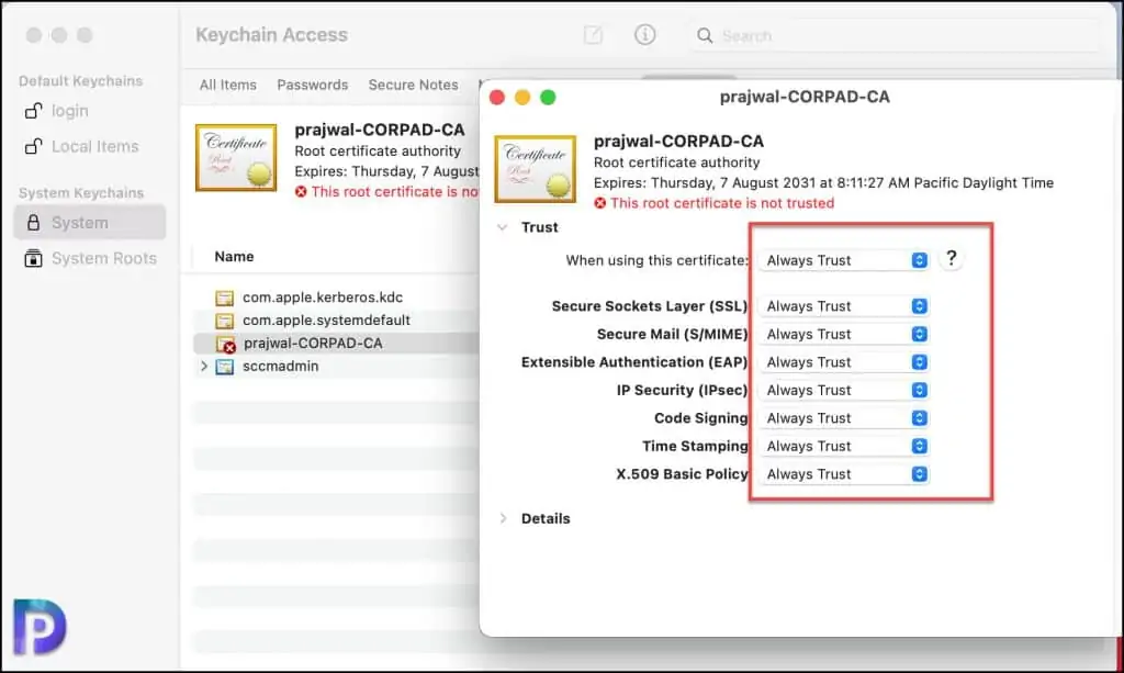 Fix Certificate has Untrusted Root - ConfigMgr Mac Agent 3 Fix Certificate has Untrusted Root