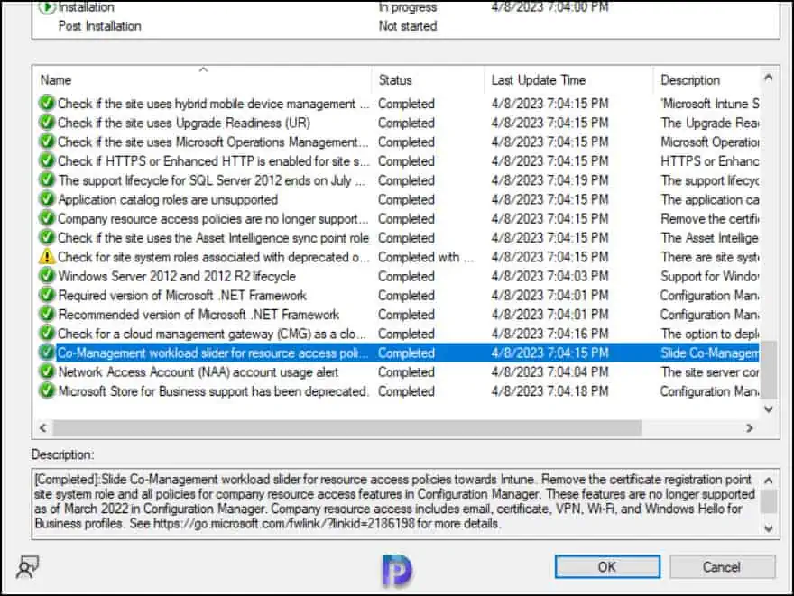 Fix SCCM Co-Mgmt slider is not pointed to Intune Prerequisite Check Warning 6 Run Configuration Manager Prerequisite Check