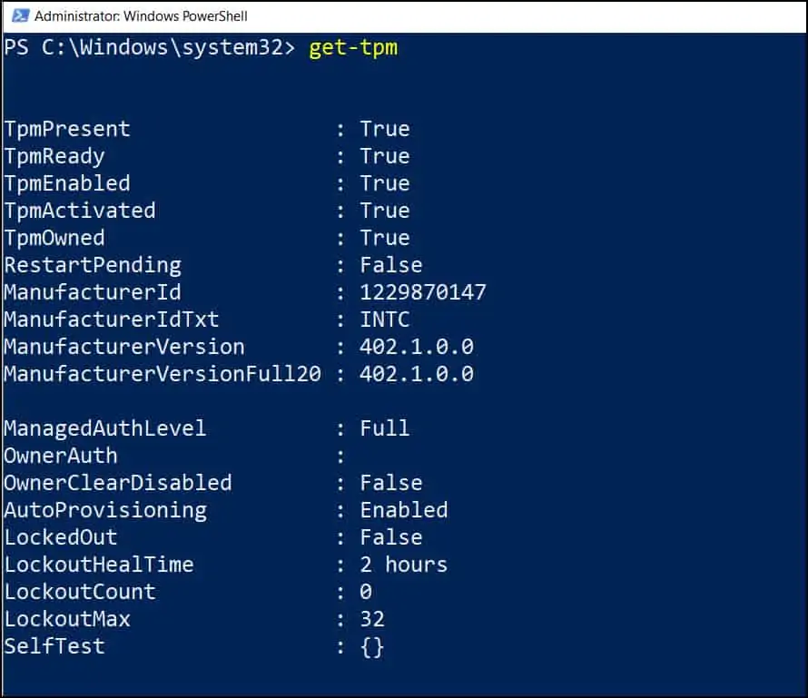List of Useful TPM PowerShell CmdLets 1 Get TPM status using Get-TPM PowerShell cmdlet
