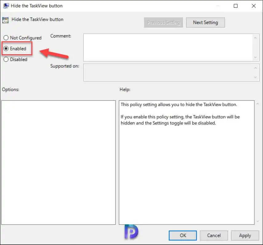 Hide the Task View Button using Group Policy