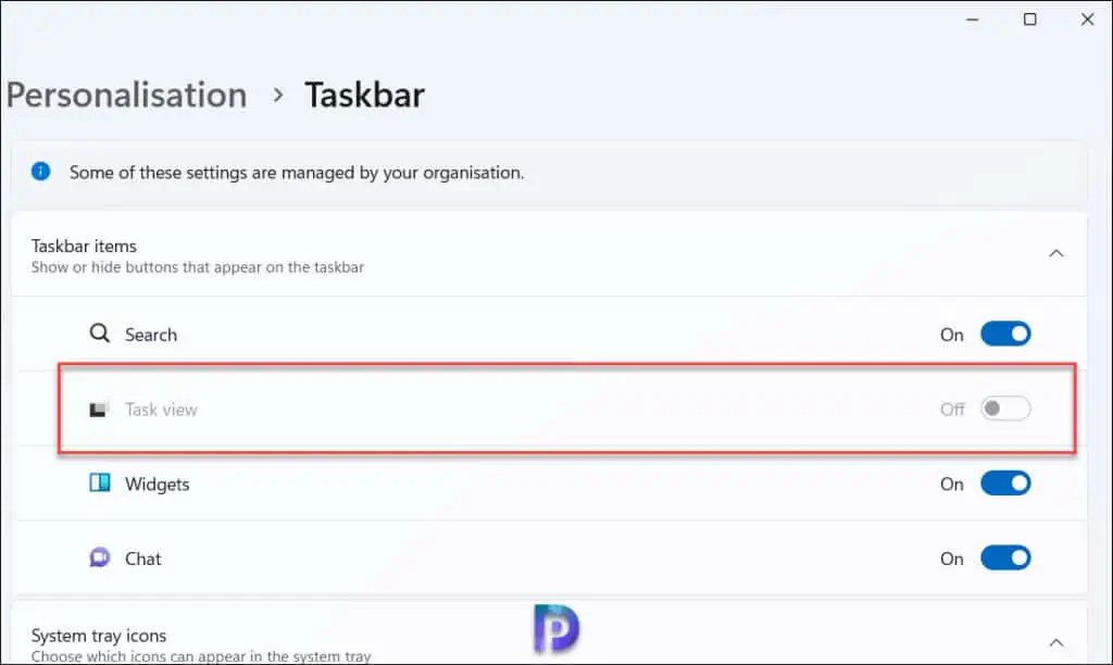 Hide the Task View Button using Group Policy 6 Task View Button Disabled