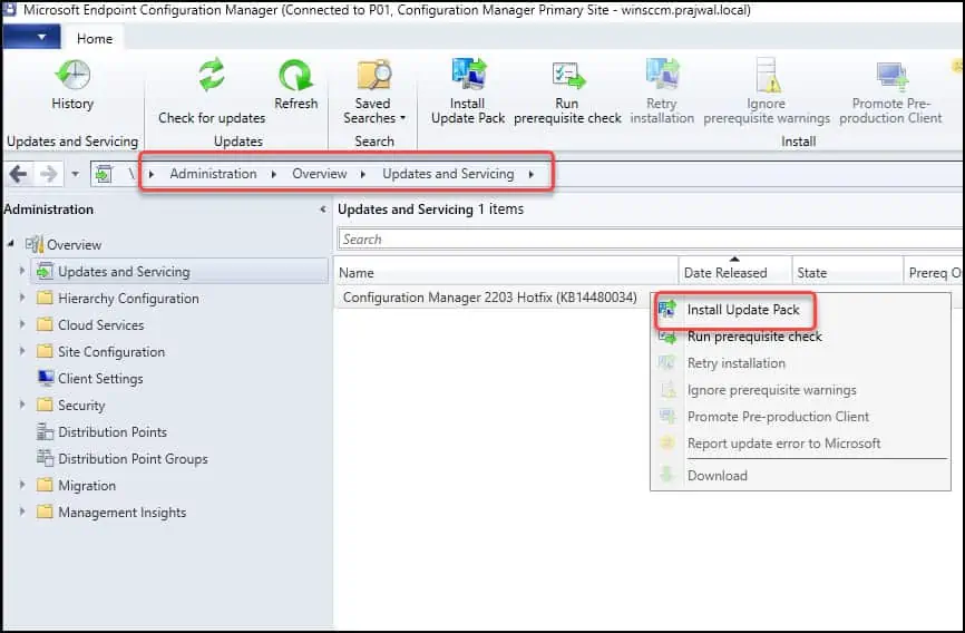 Install Hotfix KB14480034 for SCCM 2203 1 Hotfix KB14480034 for SCCM 2203