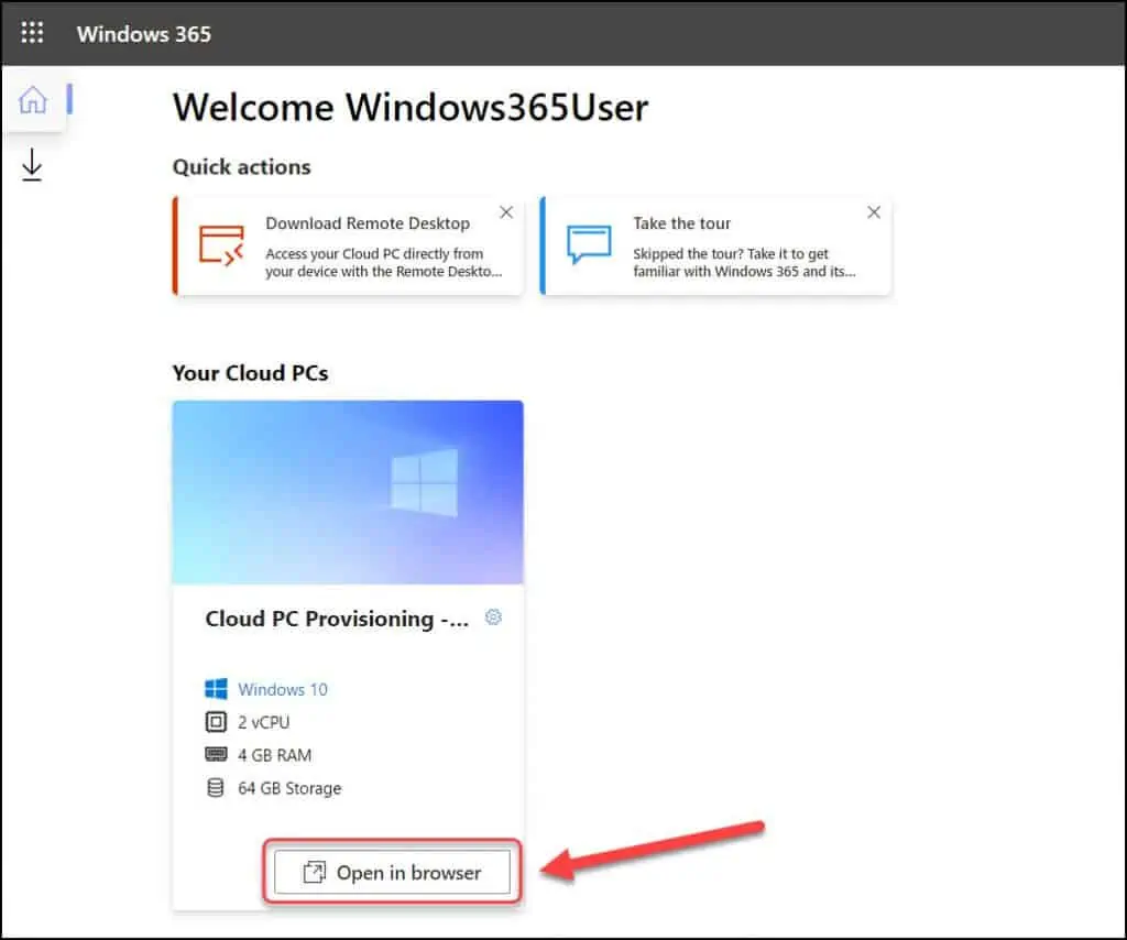 3 Methods to Connect and Access Windows 365 Cloud PC 4 Access Cloud PC from Windows 365 Home Page