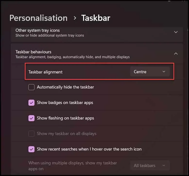 How to Align Taskbar to the left on Windows 11 5 Change Taskbar alignment to the center on Windows 11