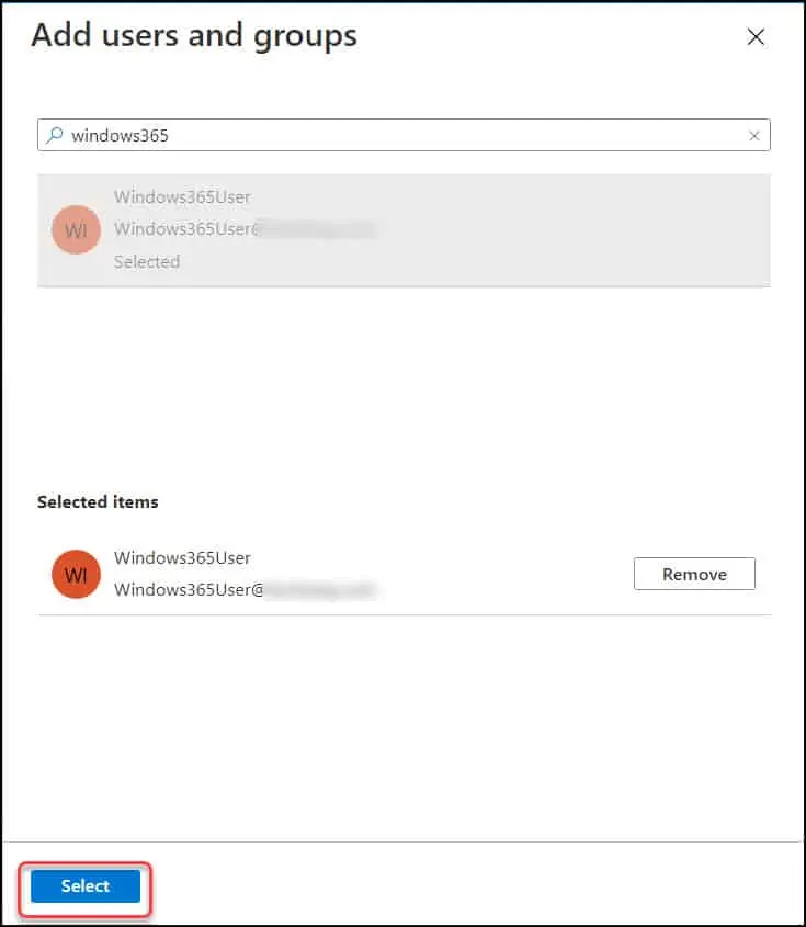 How to Assign Windows 365 License to Cloud PC User 8 Select Azure AD User
