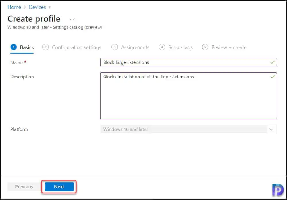 How to Block Edge Extensions using Intune 3 Intune Device Configuration Profile - Block Edge Extensions