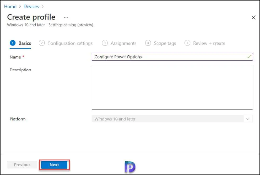 How to Configure Power Options using Intune 3 Configure Power Options using Intune - Create New Profile