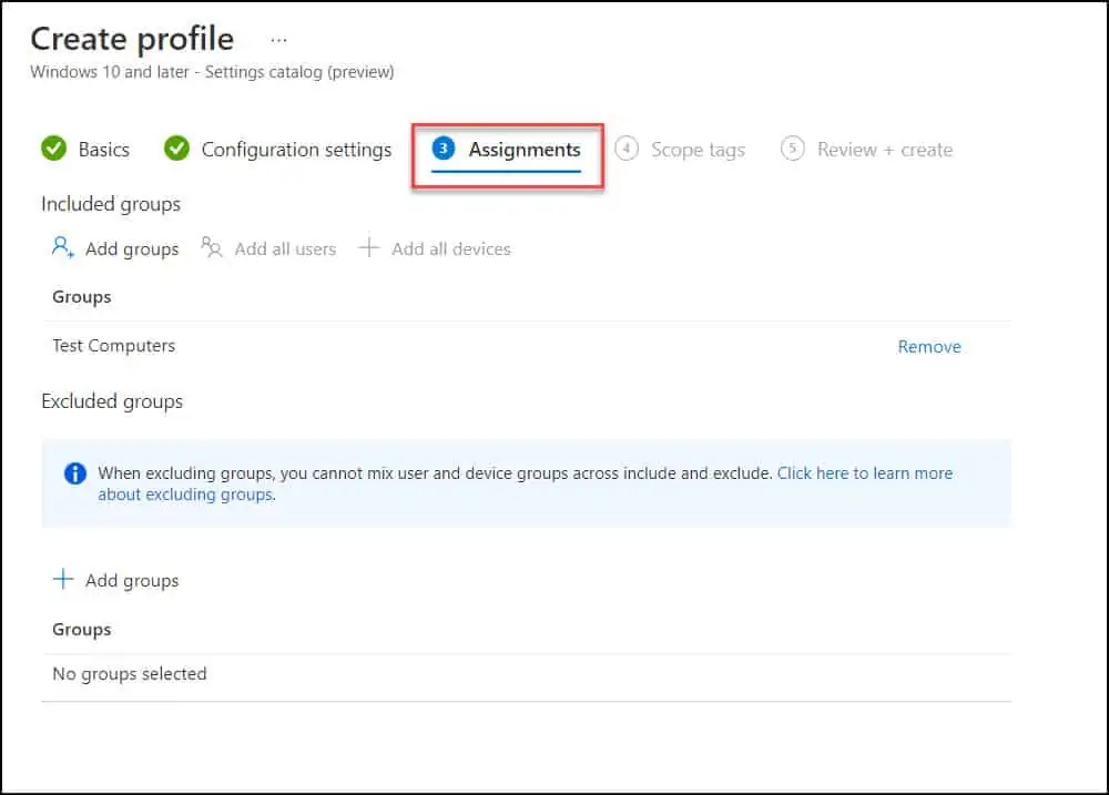 How to Configure Power Options using Intune 7 Intune Profile Assignments