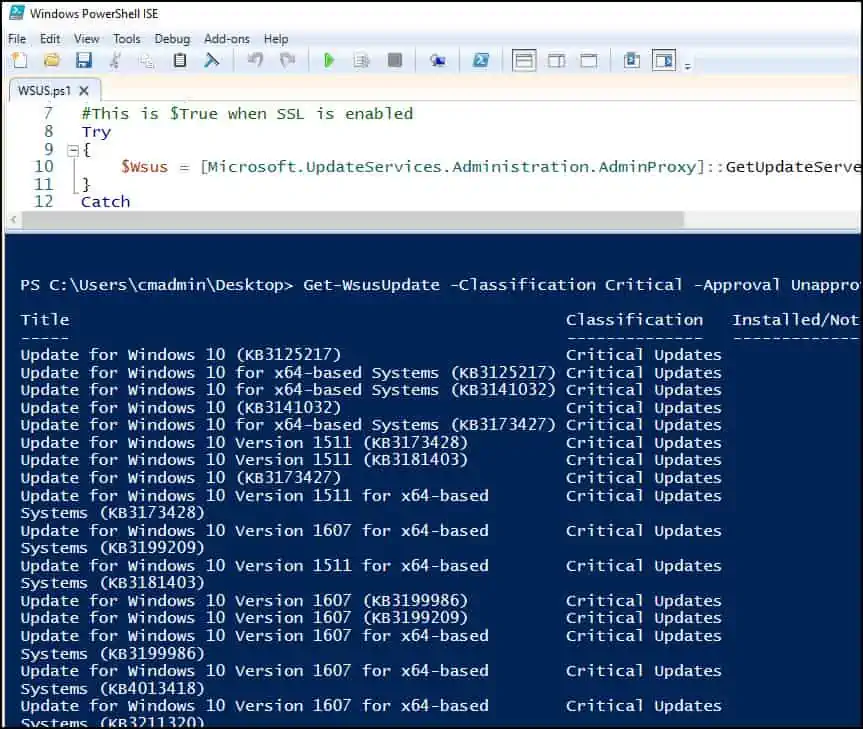 How to Connect to WSUS with PowerShell 2 Get Critical Unapproved updates in WSUS using PowerShell