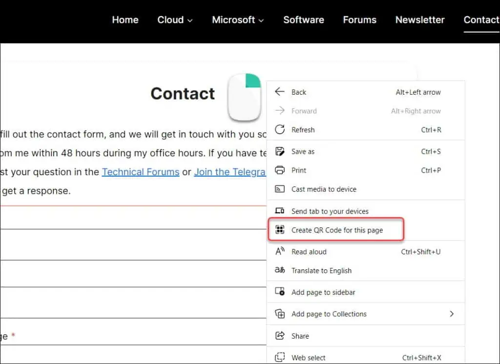 2 Best Ways to Create a QR Code in Microsoft Edge 1 Create a QR Code in Microsoft Edge from Context Menu