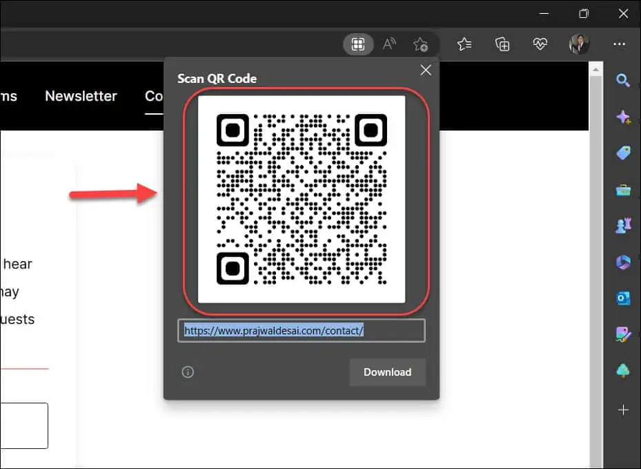 2 Best Ways to Create a QR Code in Microsoft Edge 2 Create a QR Code in Microsoft Edge from Context Menu