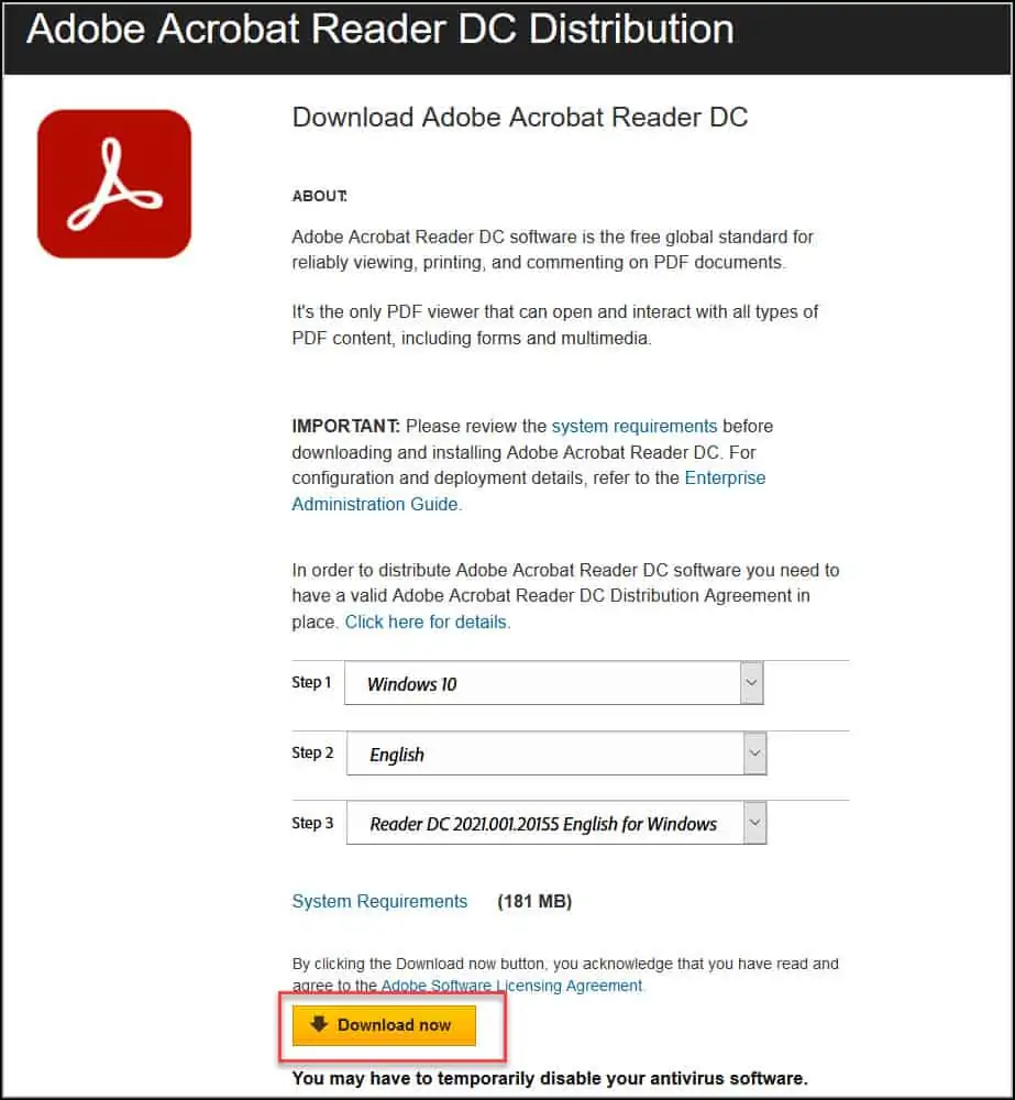 Customize and Deploy Adobe Acrobat Reader using SCCM 1 Download Adobe Acrobat Reader DC