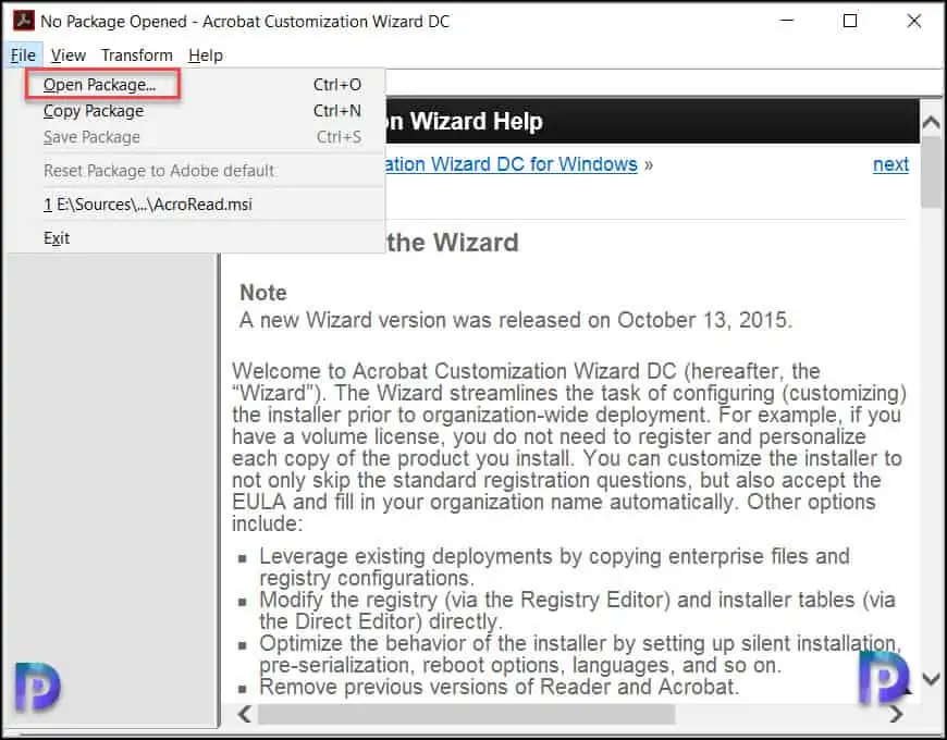 Customize and Deploy Adobe Acrobat Reader using SCCM 10 Customize the Adobe Reader DC Installation Package