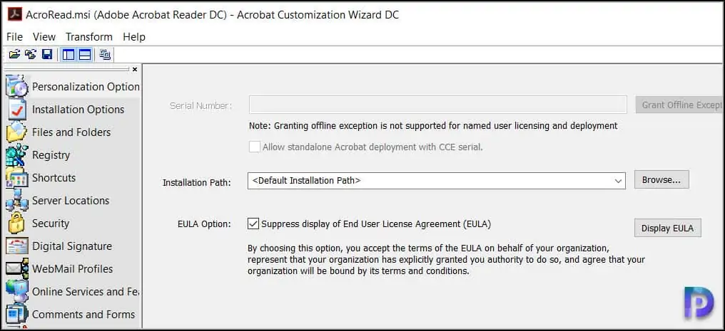 Customize and Deploy Adobe Acrobat Reader using SCCM 11 Customize the Adobe Reader DC Installation Package