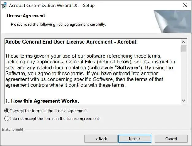 Customize and Deploy Adobe Acrobat Reader using SCCM 4 Install Acrobat Customization Wizard DC