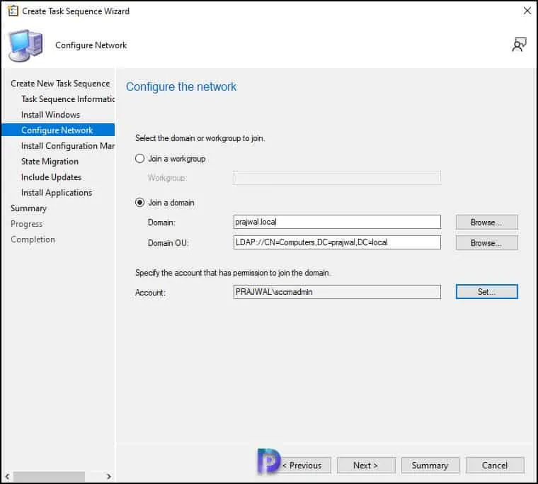 How to Deploy Windows 11 22H2 using SCCM Task Sequence 11 Configure Network and Domain Join