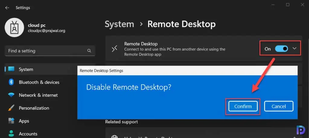 How to Turn off or disable Remote Desktop on Windows 11 2 Disable Remote Desktop on Windows 11 using Settings