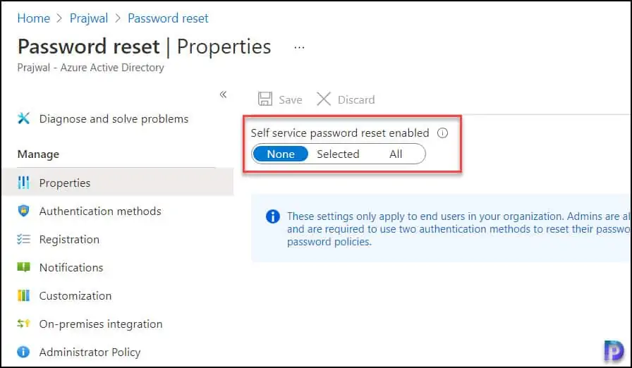How To Enable Azure AD Self-Service Password Reset (SSPR) 2 Enable Azure AD Self-Service Password Reset