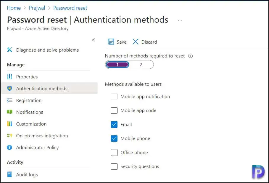 How To Enable Azure AD Self-Service Password Reset (SSPR) 5 Select authentication methods and registration options