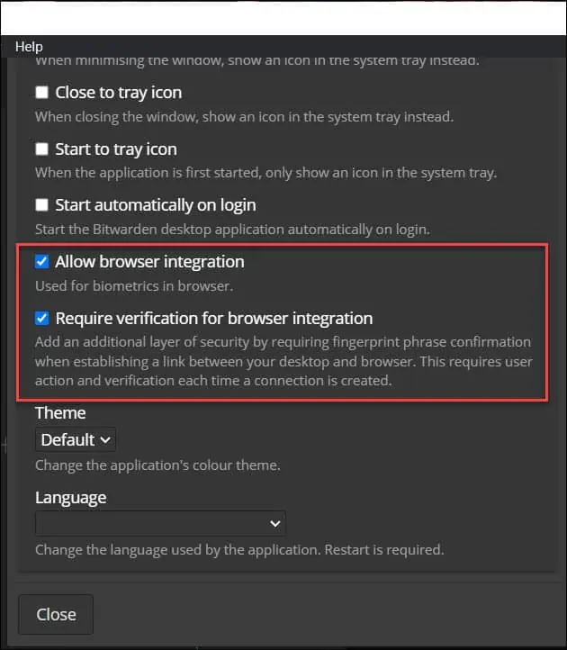 How to Enable Biometric Login in Bitwarden Password Manager 7 Bitwarden Allow Browser Integration