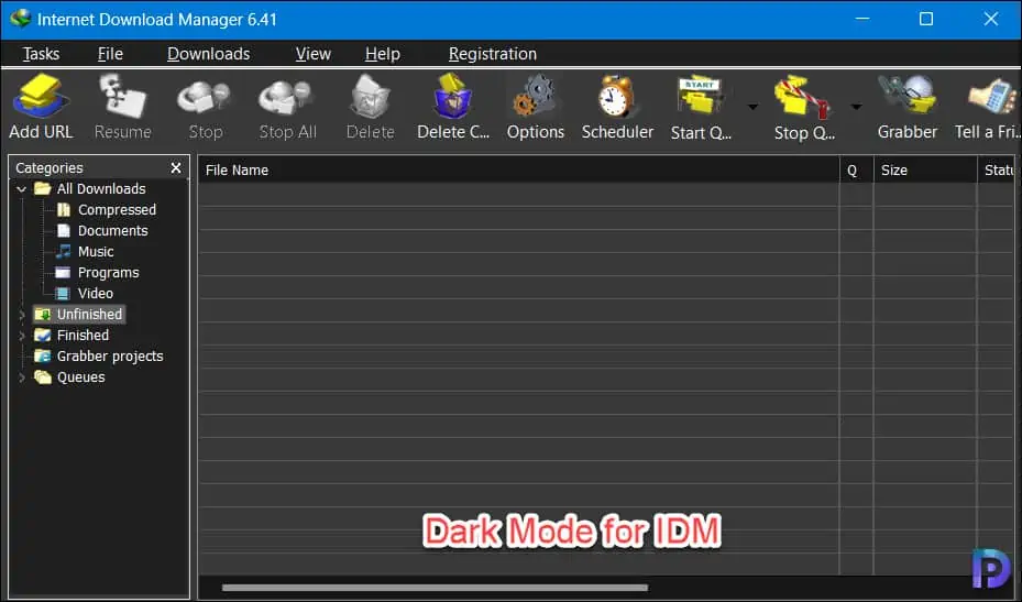 How to Enable Dark Mode for IDM and Customize Toolbar in IDM 3 IDM Dark Theme Applied