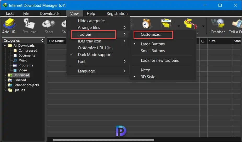 How to Enable Dark Mode for IDM and Customize Toolbar in IDM 4 Customize Toolbar in IDM