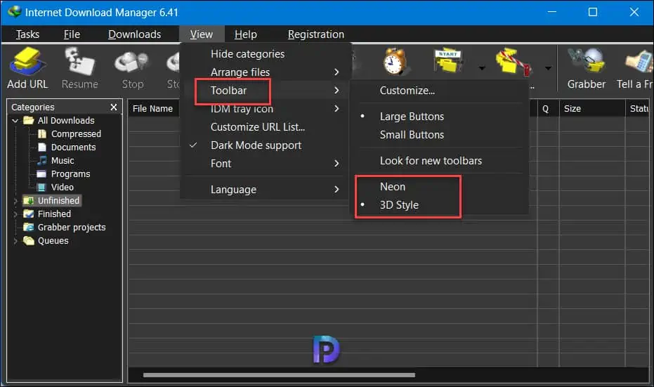 How to Enable Dark Mode for IDM and Customize Toolbar in IDM 6 Internet Download Manager Toolbar Themes