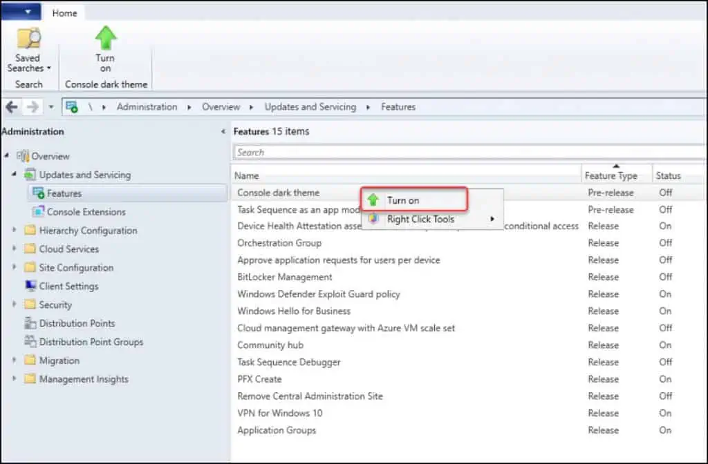 Turn on or Enable Dark Theme for SCCM Console | ConfigMgr 3 Turn on Console Dark Theme Feature in SCCM